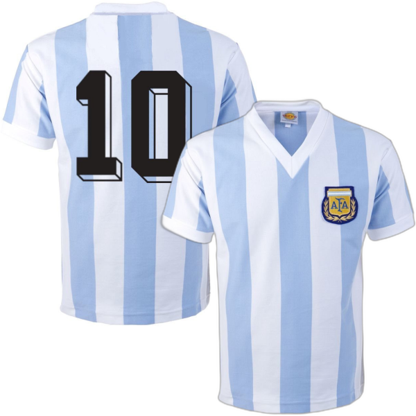 Argentina Retro Football Shirt World Cup 1982 + Number 10 (Maradona)