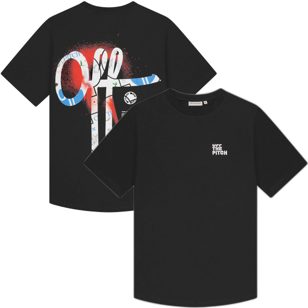 Off The Pitch - Ornament Slim Fit T-Shirt - Zwart